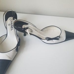 Chanel Black And White Slingbacks